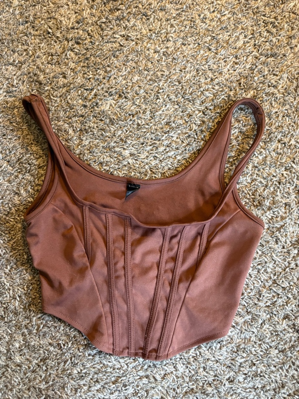 SHEIN Rust Brown Corset Crop Top